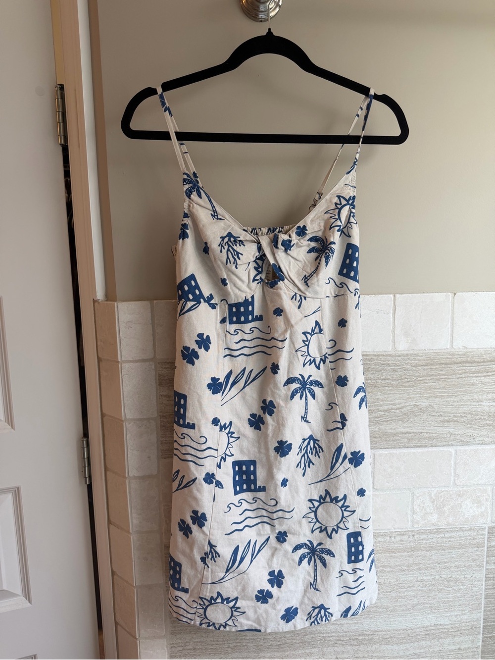 Jessica Simpson Cream Top with Blue Floral Print NWT
